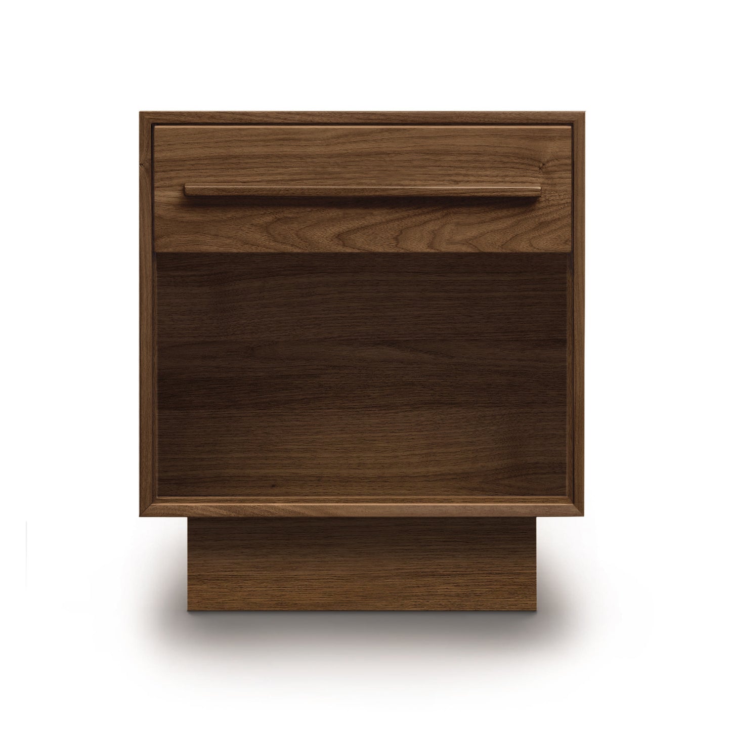 Copeland Furniture Moduluxe nightstand in solid hardwood with one drawer and an enclosed shelf, showcasing minimalist, high-quality craftsmanship.
