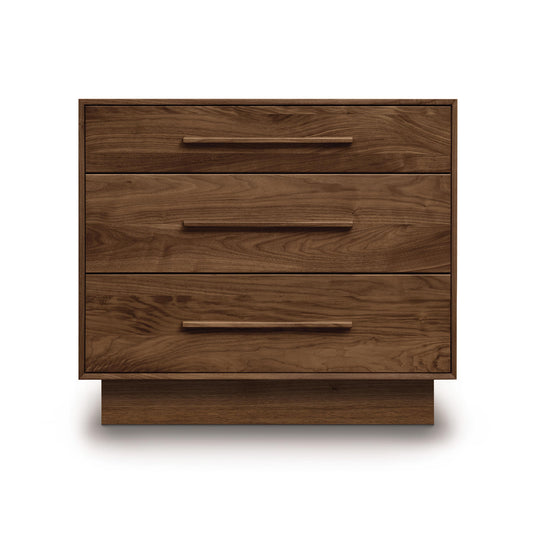A Moduluxe 3-Drawer Chest - 29" Series by Copeland Furniture isolated on a white background.