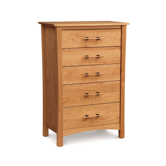 Eco-friendly Monterey 5-Drawer Chest by Copeland Furniture with sleek metal handles and sturdy four-leg design.