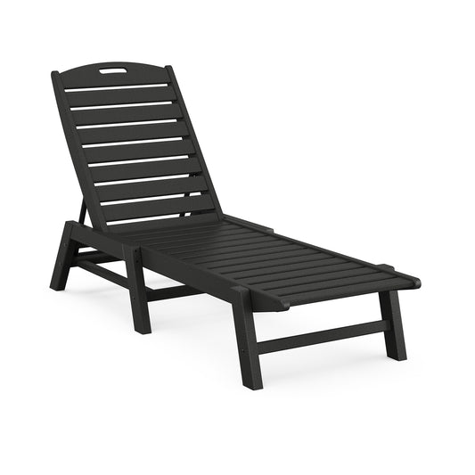 Black POLYWOOD Nautical Armless Chaise Lounge with adjustable backrest.