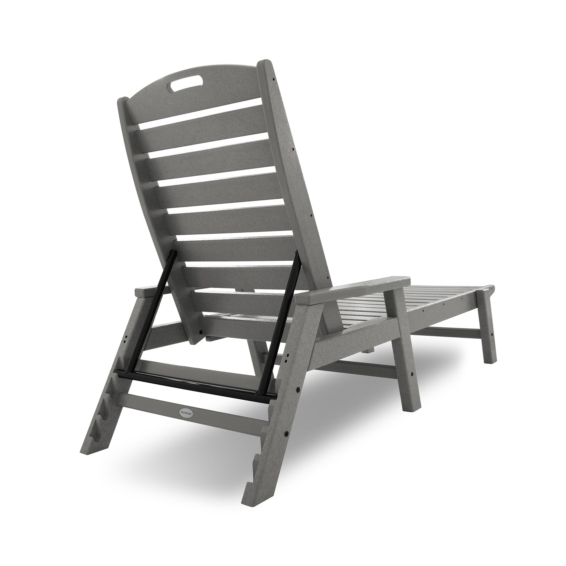 POLYWOOD Nautical Chaise with Arms showcasing a slatted design and robust metal frame.
