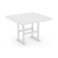 A POLYWOOD Nautical Trestle 59" Bar Table with a slatted top and sturdy frame, suitable for outdoor dining, displayed on a white background.