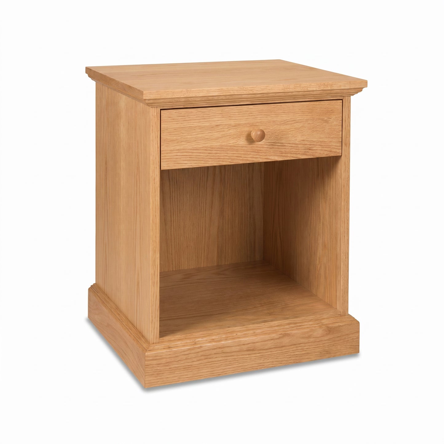 Lyndon Furniture New England Shaker 1-Drawer Enclosed Shelf Nightstand in cherry, showcasing handcrafted details and rich wood grain.
