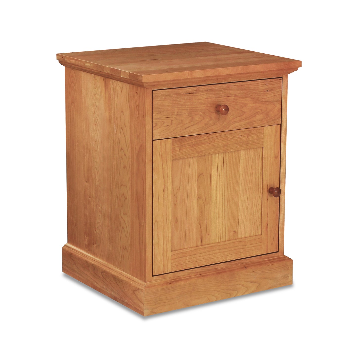 Lyndon Furniture New England Shaker 1-drawer nightstand with door, crafted from solid hardwood in a classic Shaker style.