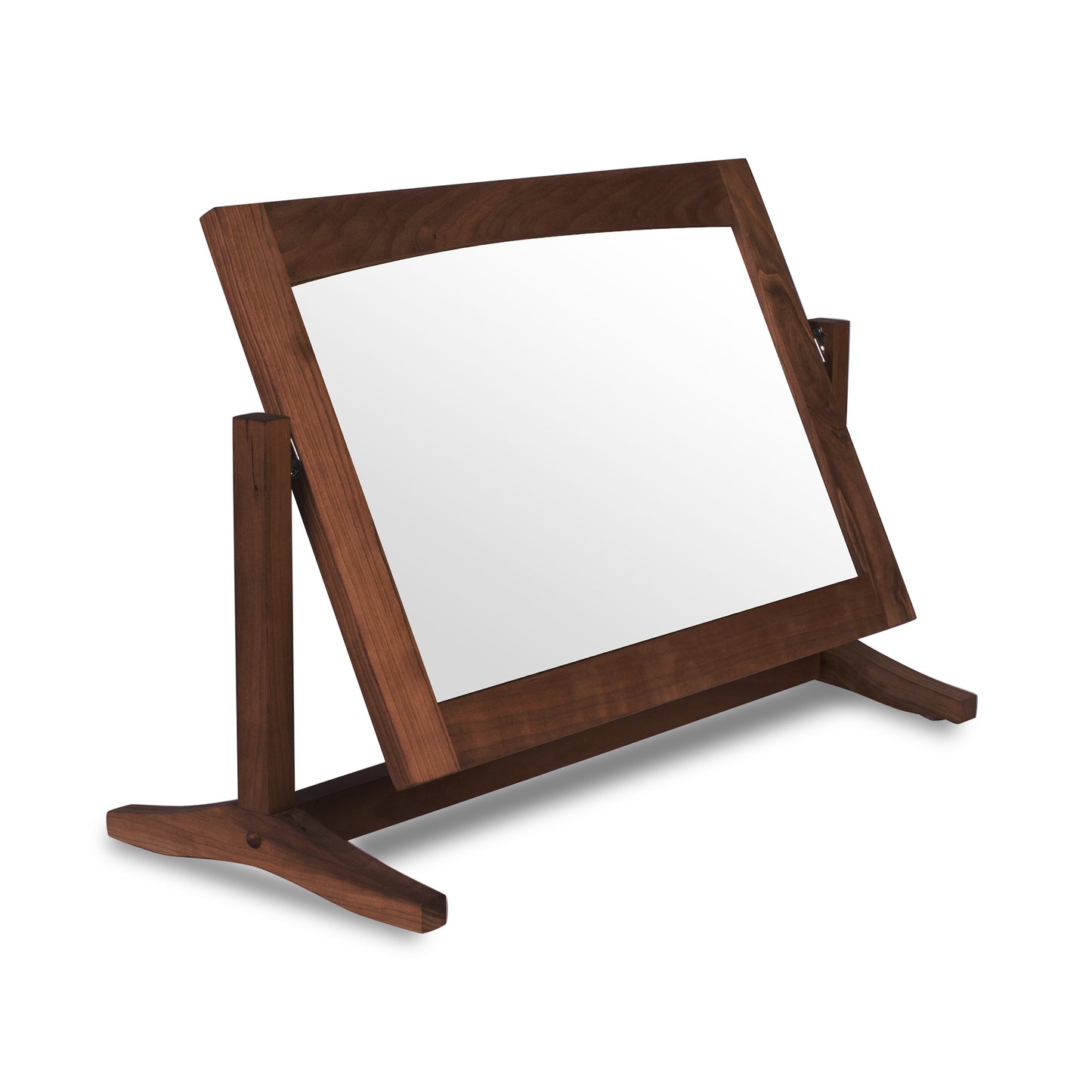 Lyndon Furniture New England Shaker Adjustable Dresser Mirror made from solid wood with two tilting legs, showcasing classic American craftsmanship.