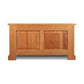 A Lyndon Furniture New England Shaker Blanket Box crafted from sustainably harvested North American hardwoods, featuring two doors and two drawers.