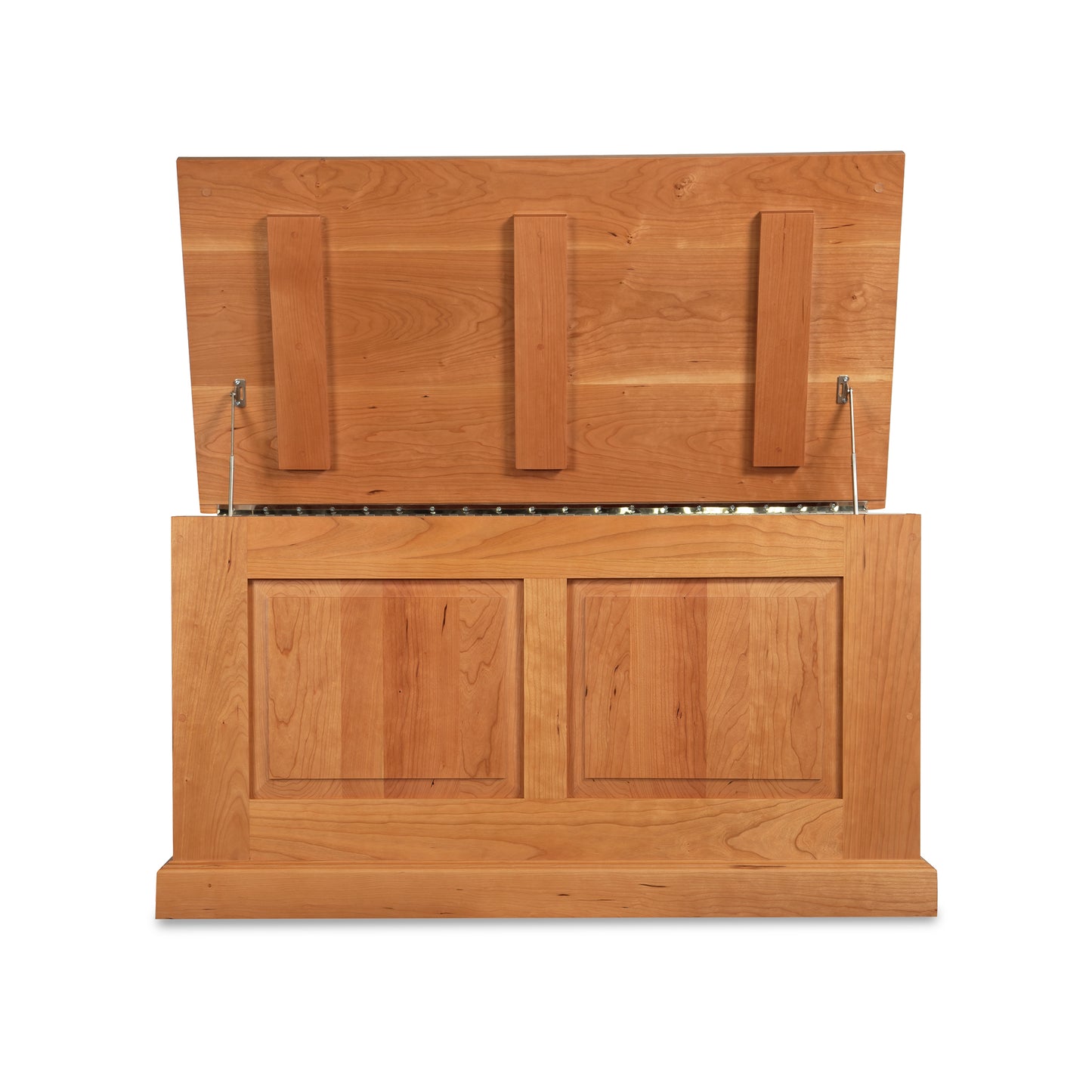 Lyndon Furniture New England Shaker Blanket Box with paneled sides, hinged lid, and natural hardwood finish.