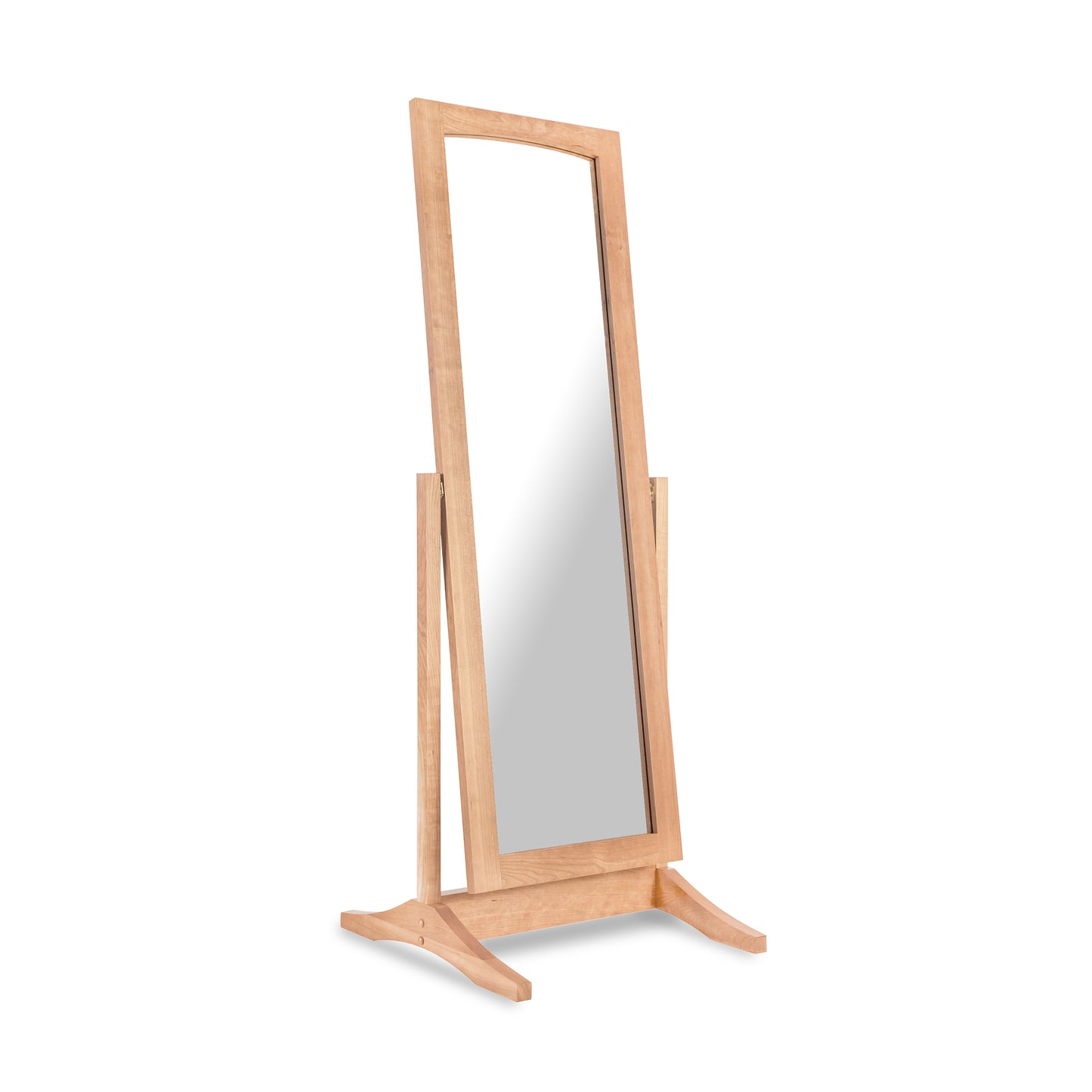 New England Shaker Floor Mirror by Lyndon Furniture with solid hardwood frame and angled base, showcasing classic Shaker craftsmanship.