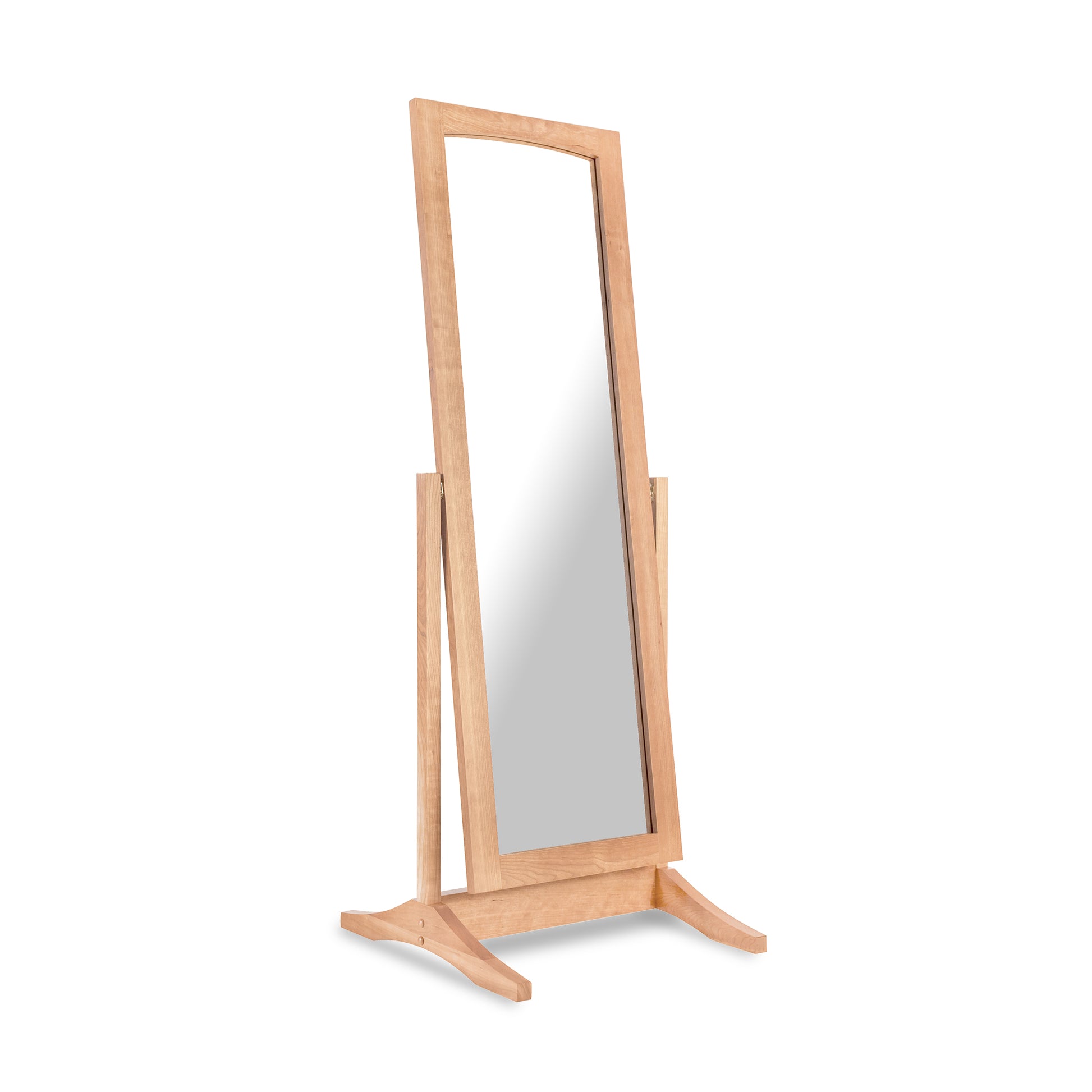 New England Shaker Floor Mirror by Lyndon Furniture with solid hardwood frame and angled base, showcasing classic Shaker craftsmanship.