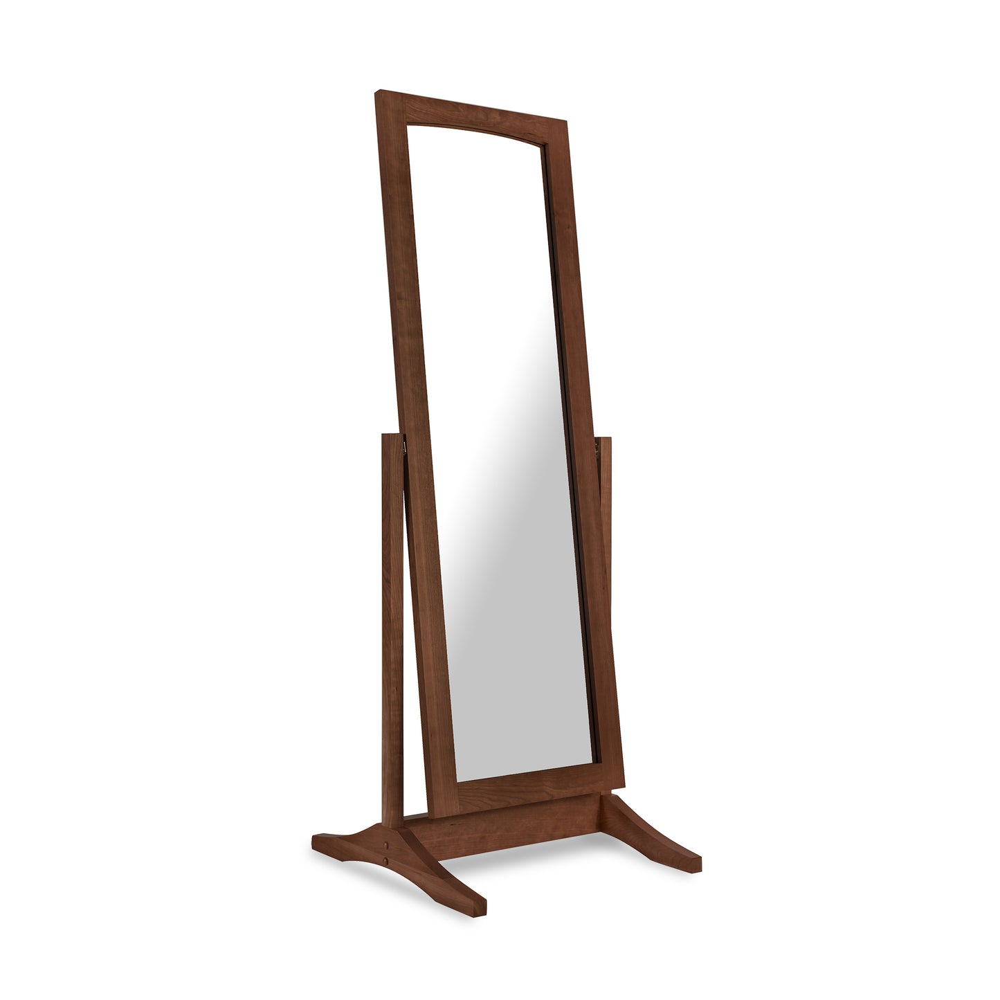 Lyndon Furniture New England Shaker Floor Mirror with adjustable brown hardwood frame and classic shaker design.