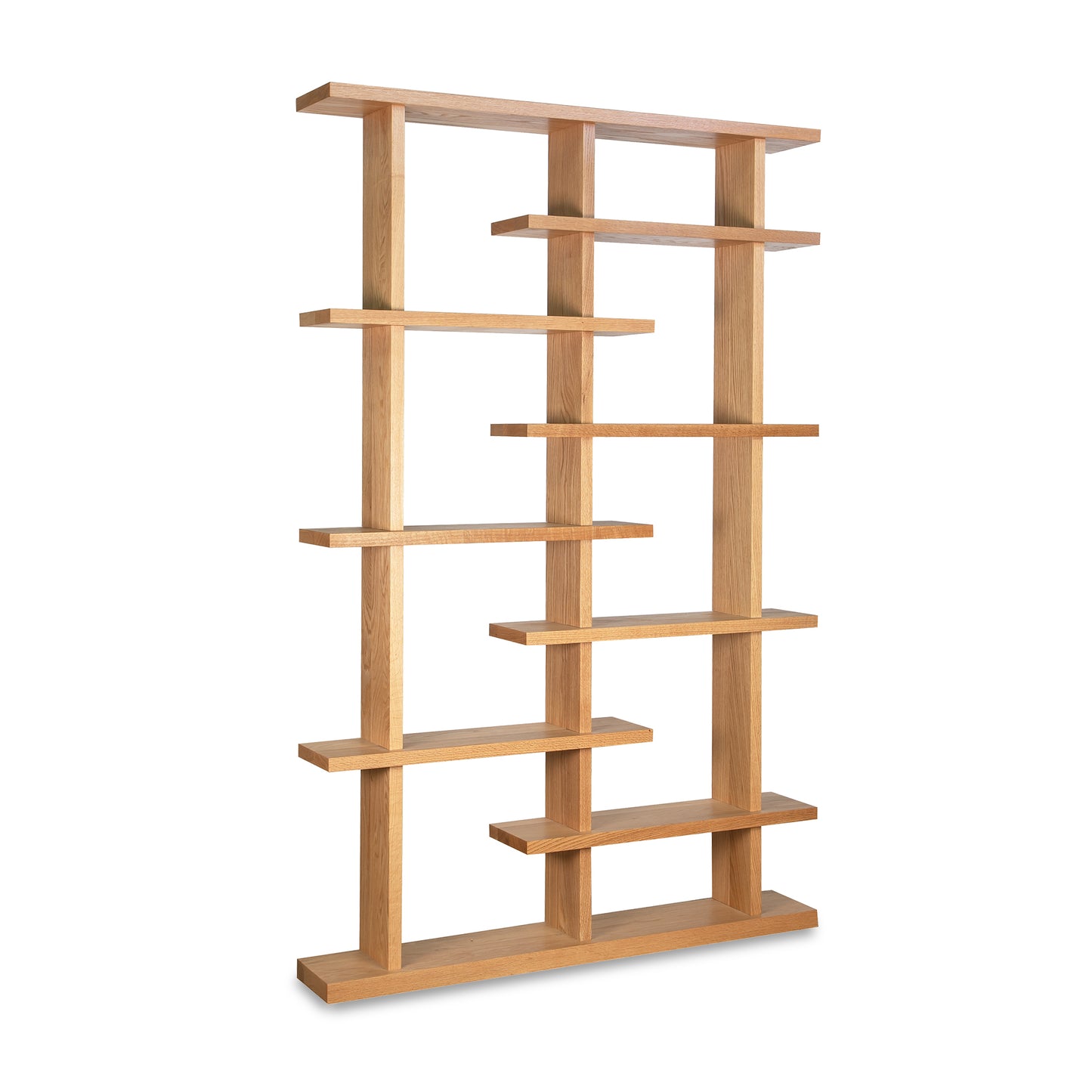 New York Contemporary Bookcase by Lyndon Furniture showcasing an asymmetrical design with sustainably harvested wood.