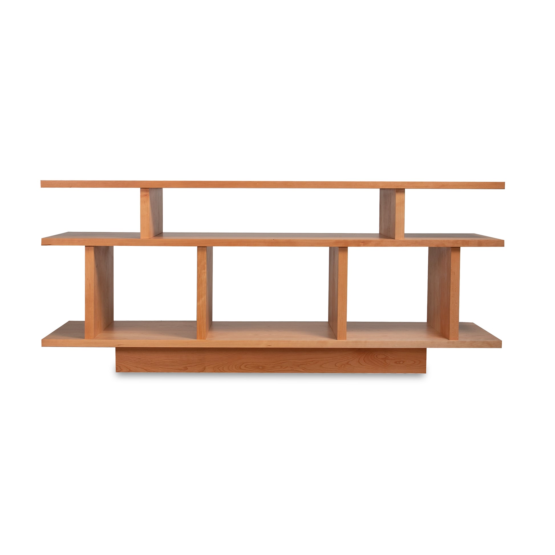 Lyndon Furniture New York Contemporary TV Stand #1 features sleek natural cherry wood and multiple spacious shelves, made in America.
