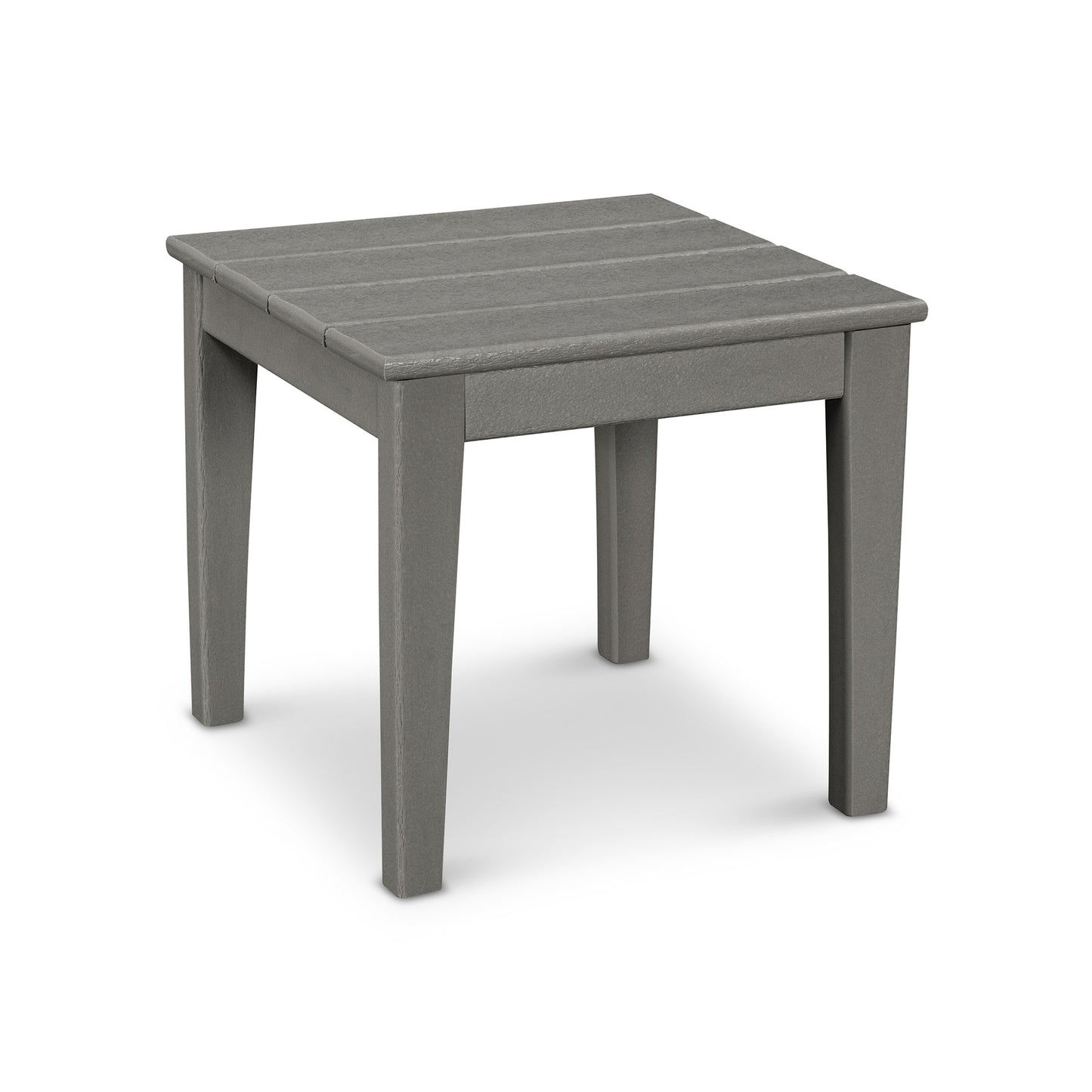 Gray POLYWOOD Newport 18" End Table with recycled plastic lumber and four sturdy legs.
