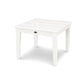 A white, square POLYWOOD Newport 22" end table with a smooth top and sturdy legs, isolated on a white background with a visible brand logo on one side.