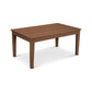 A rectangular brown POLYWOOD Newport 22"x36" Coffee Table with a slatted top and four legs, displayed on a plain white background.