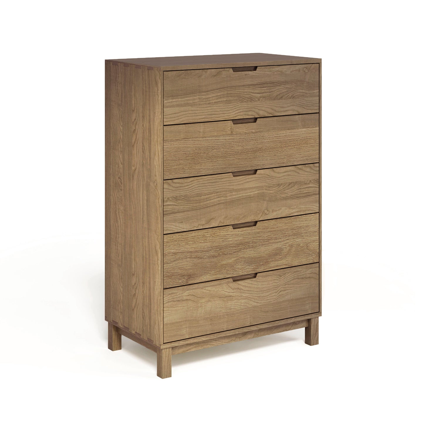 Copeland Furniture Oslo 5-Drawer Wide Chest in solid oak with natural brown finish.