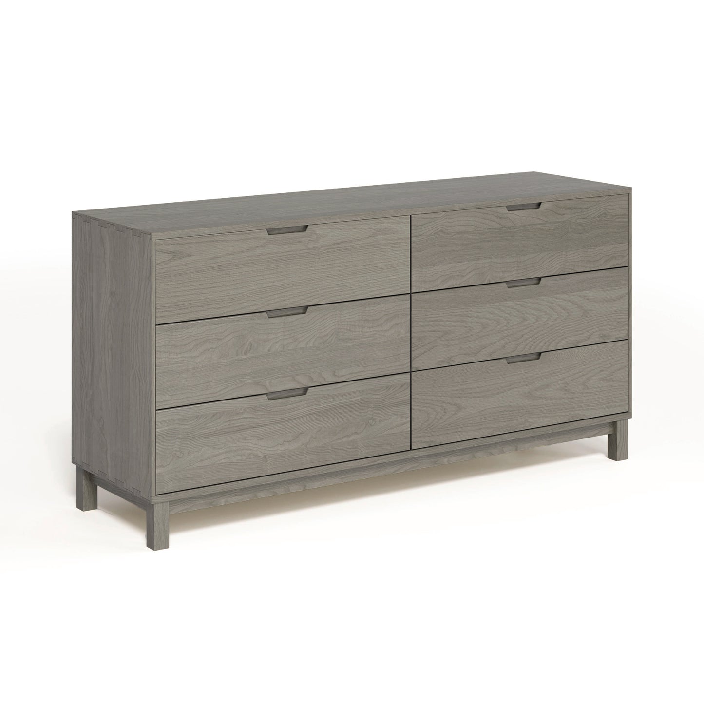 Copeland Furniture Oslo 6-Drawer Dresser in solid gray oak with minimalist design and recessed handles.