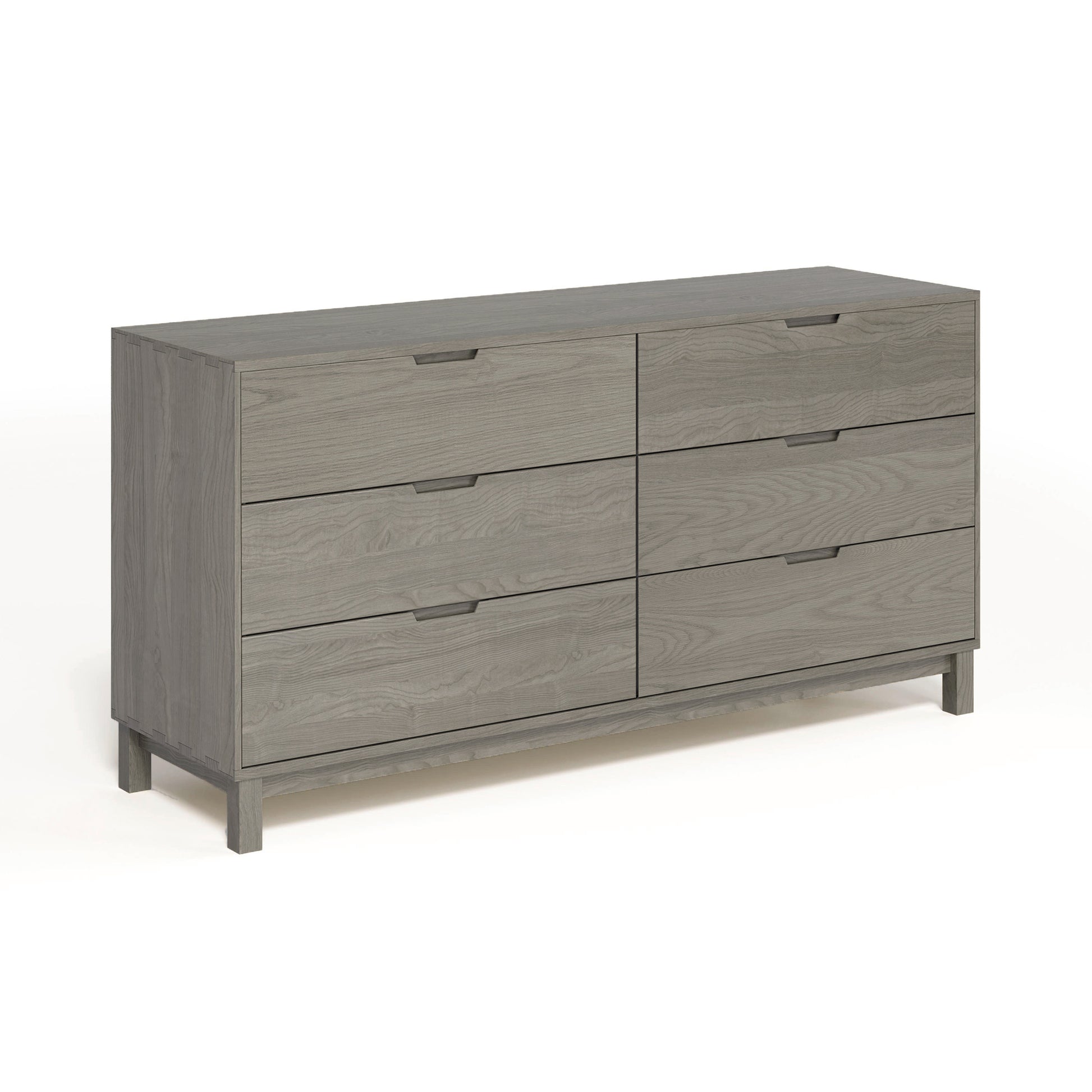 Copeland Furniture Oslo 6-Drawer Dresser in solid gray oak with minimalist design and recessed handles.