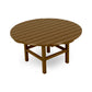 A round, POLYWOOD® Outdoor 38" Conversation Table with horizontal plank design and four legs, set against a white background.
