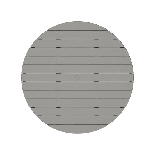 POLYWOOD Outdoor 48" Round Bar Table with Metallic Grooves.