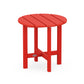 A small red POLYWOOD® 18" Round Side Table with a slatted round top and sturdy legs, isolated on a white background.