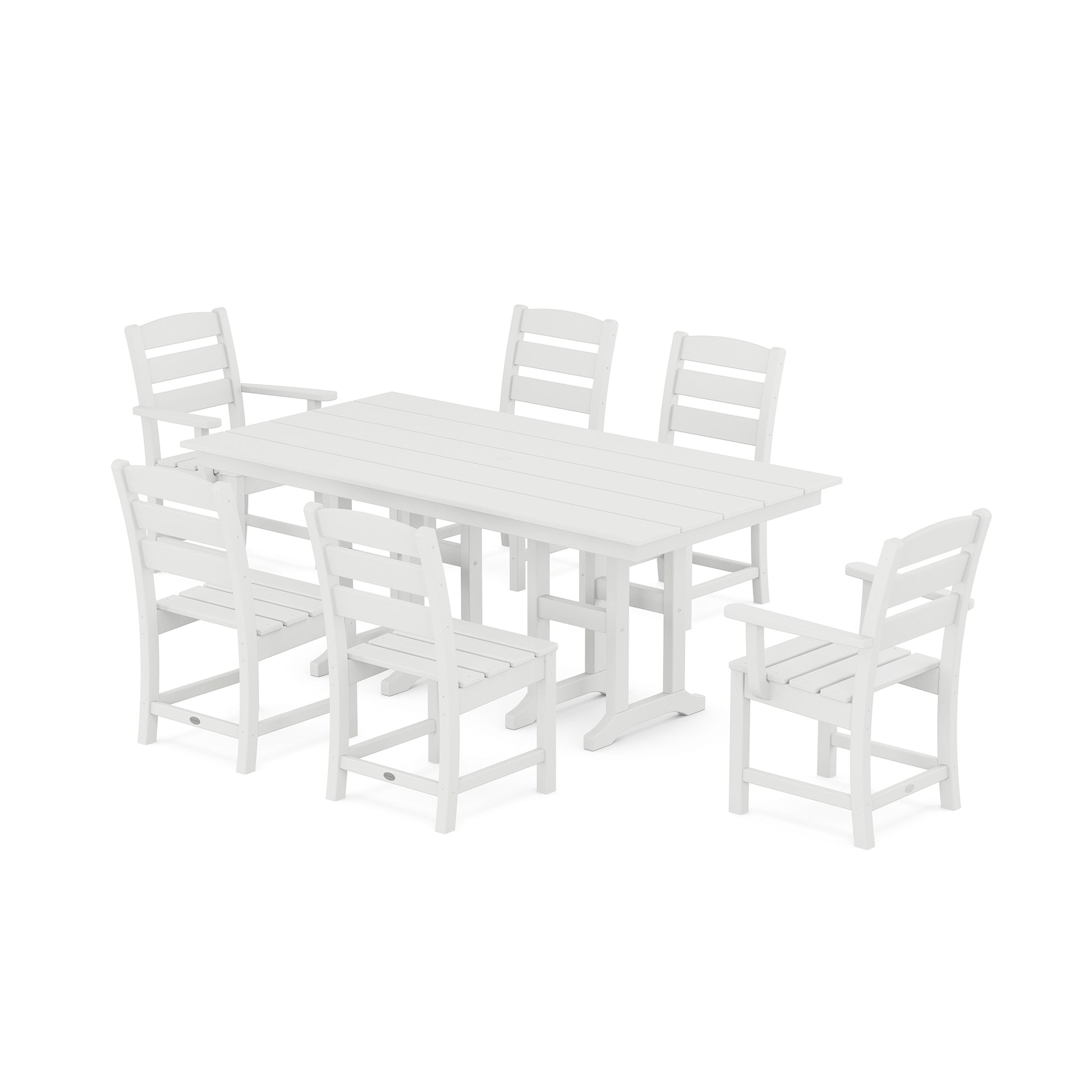 POLYWOOD Lakeside 7-Piece Farmhouse Dining Set showcasing elegant, durable American-made craftsmanship.