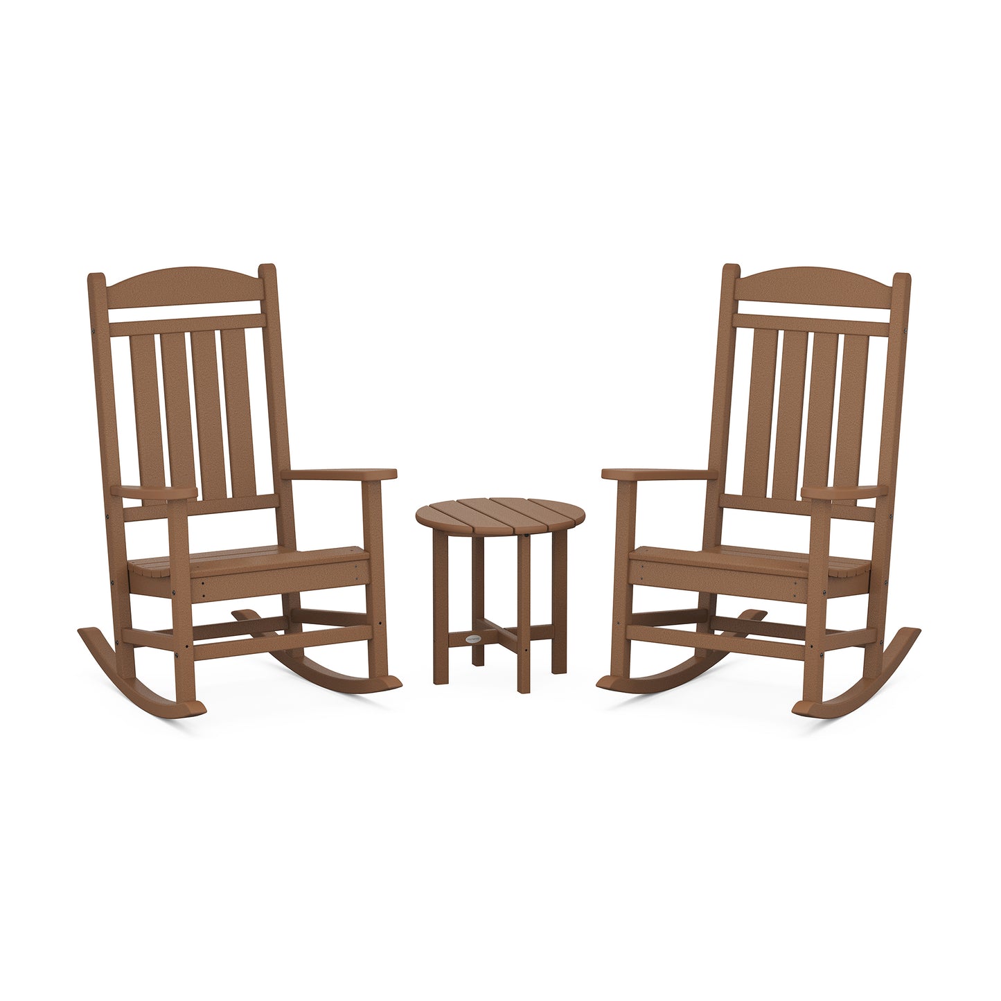 POLYWOOD Presidential Rocking Chairs and Matching Round Table Set.