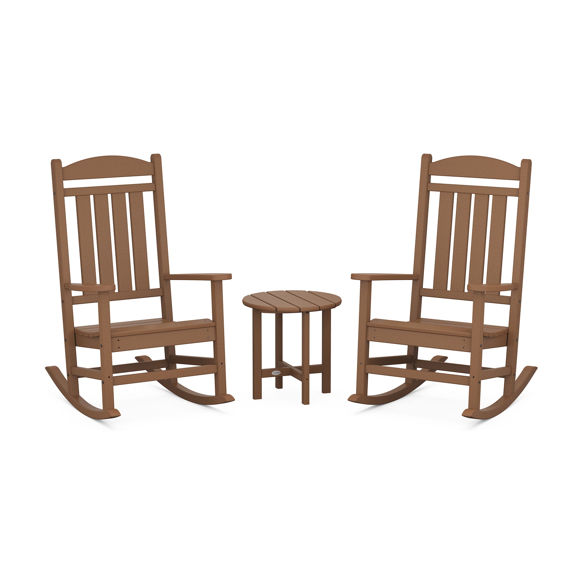 POLYWOOD Presidential Rocking Chairs and Matching Round Table Set.