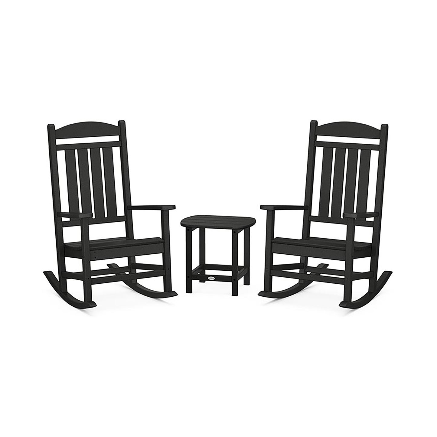 POLYWOOD Presidential Outdoor Rocking Chair 3-Piece Set featuring elegant design and comfort.