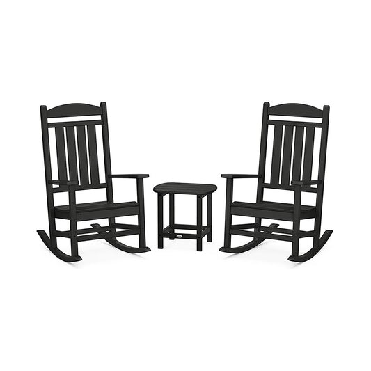POLYWOOD Presidential Outdoor Rocking Chair 3-Piece Set featuring elegant design and comfort.