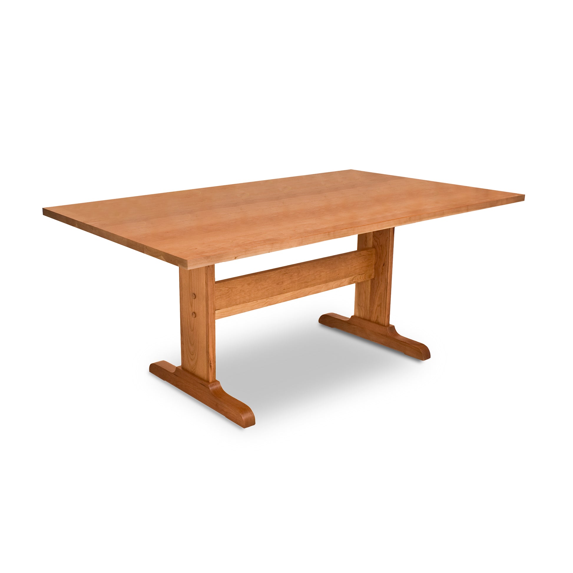 Lyndon Furniture Rectangular Trestle Solid Top Table crafted from sustainably harvested wood, highlighting its elegant design and craftsmanship.
