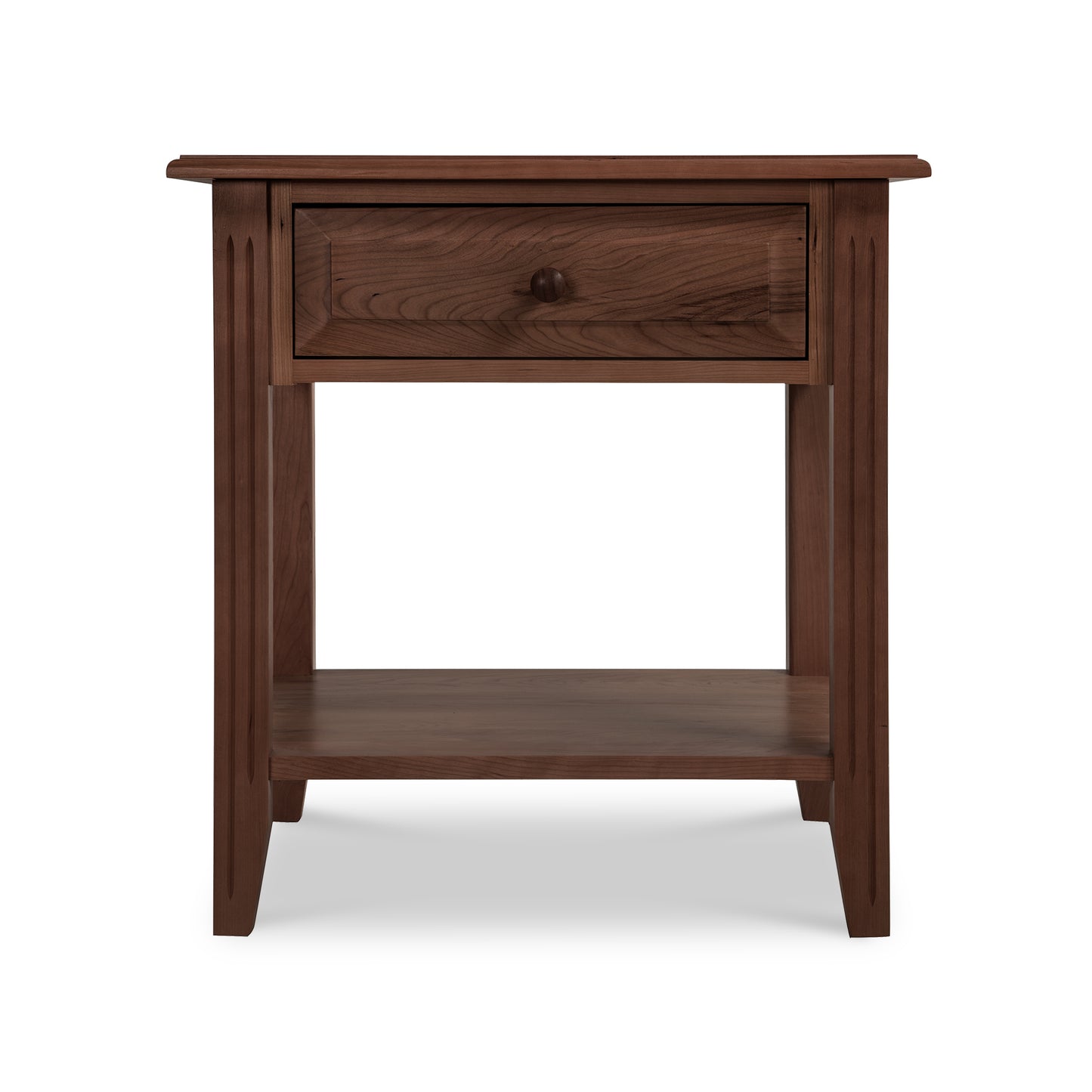 Renfrew Shaker 1-Drawer Open Shelf Nightstand by Lyndon Furniture, made from sustainably harvested hardwoods, showcasing quality craftsmanship and elegant design.
