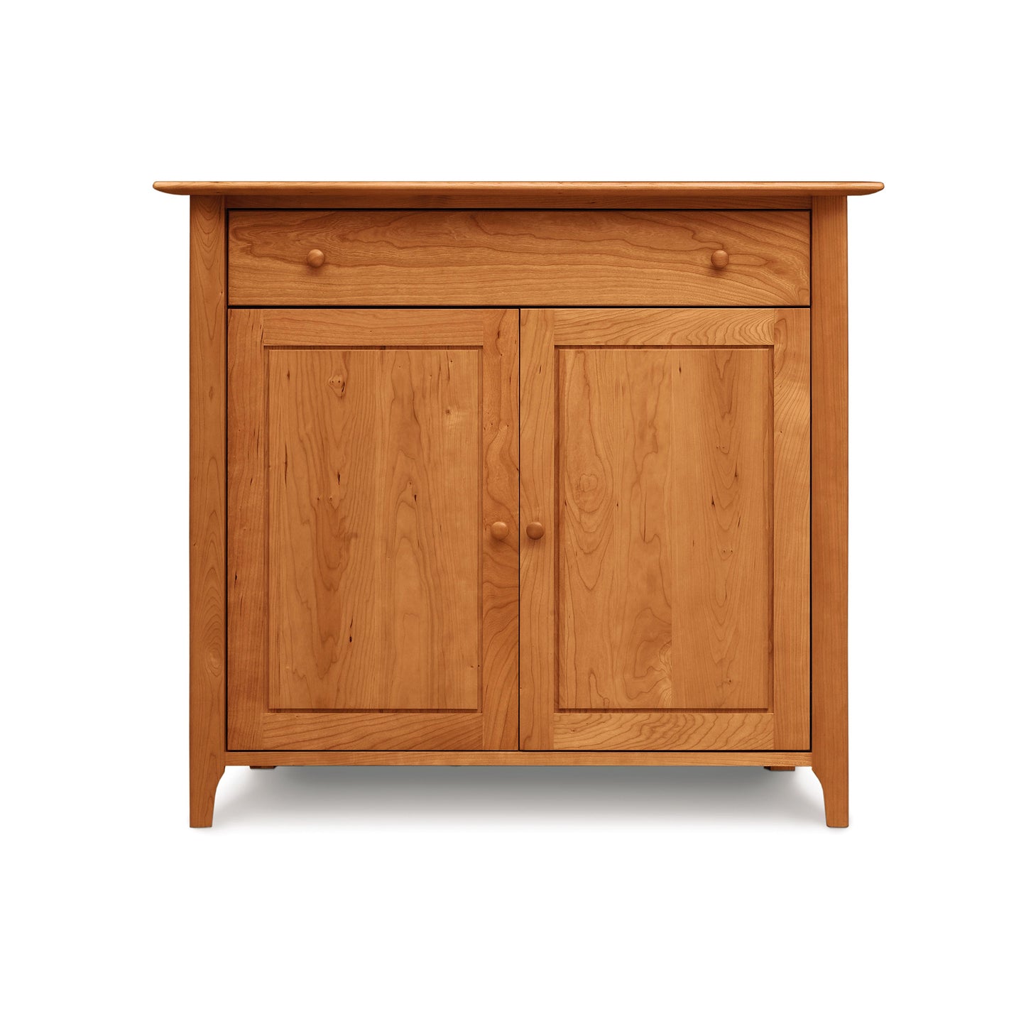 Copeland Furniture Sarah 1-Drawer, 2-Door Buffet in solid wood with natural finish, showcasing sleek design and fine craftsmanship.