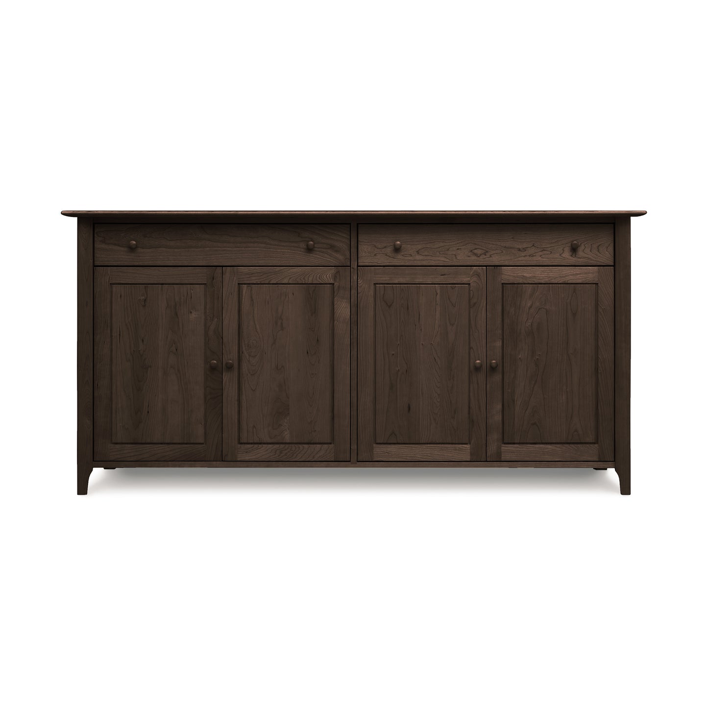 A luxury Copeland Furniture Sarah 2-Drawer, 4-Door Buffet, isolated on a white background.
