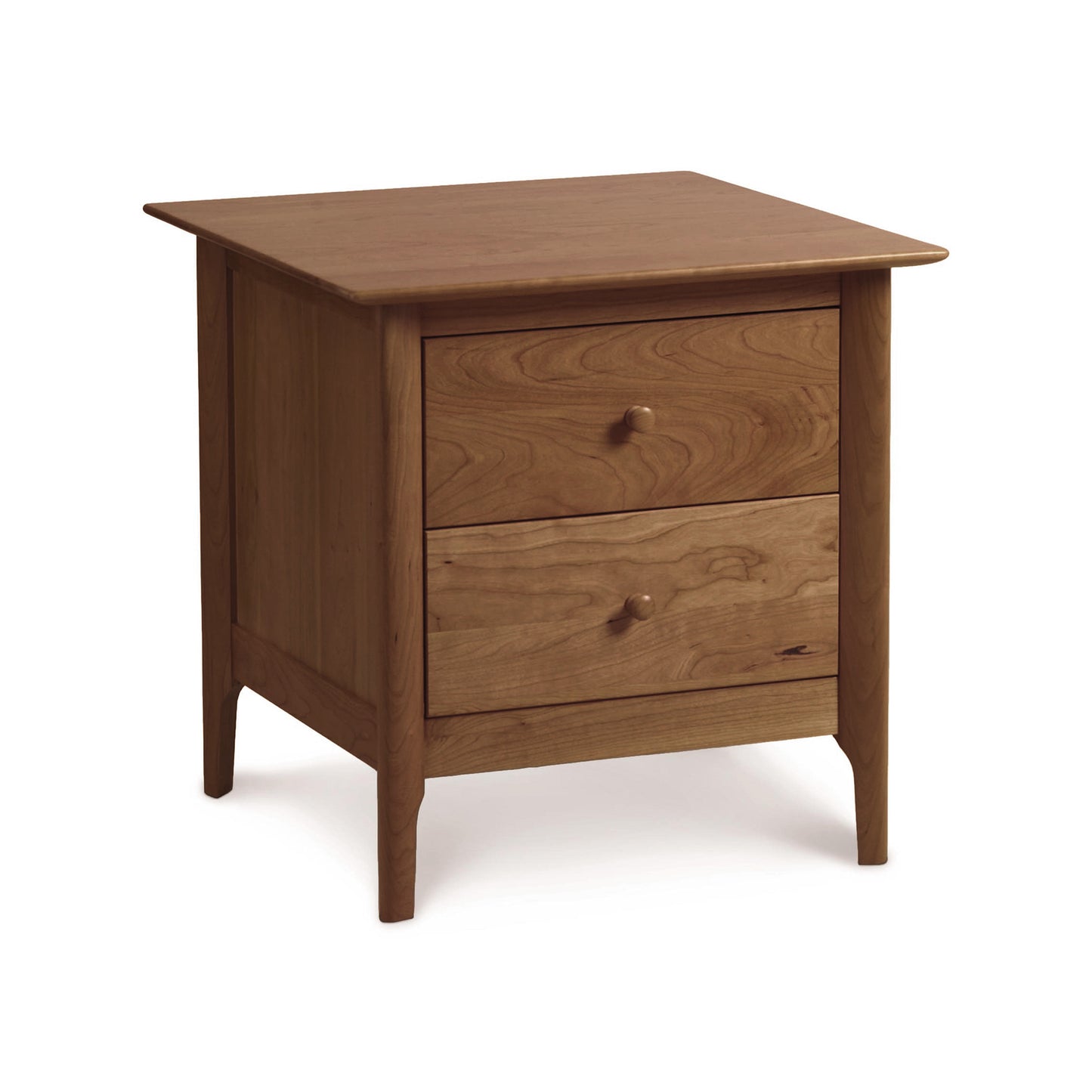 Sarah 2-Drawer Nightstand in Shaker-style by Copeland Furniture, handmade in Vermont with round knobs and eco-friendly wood finish.