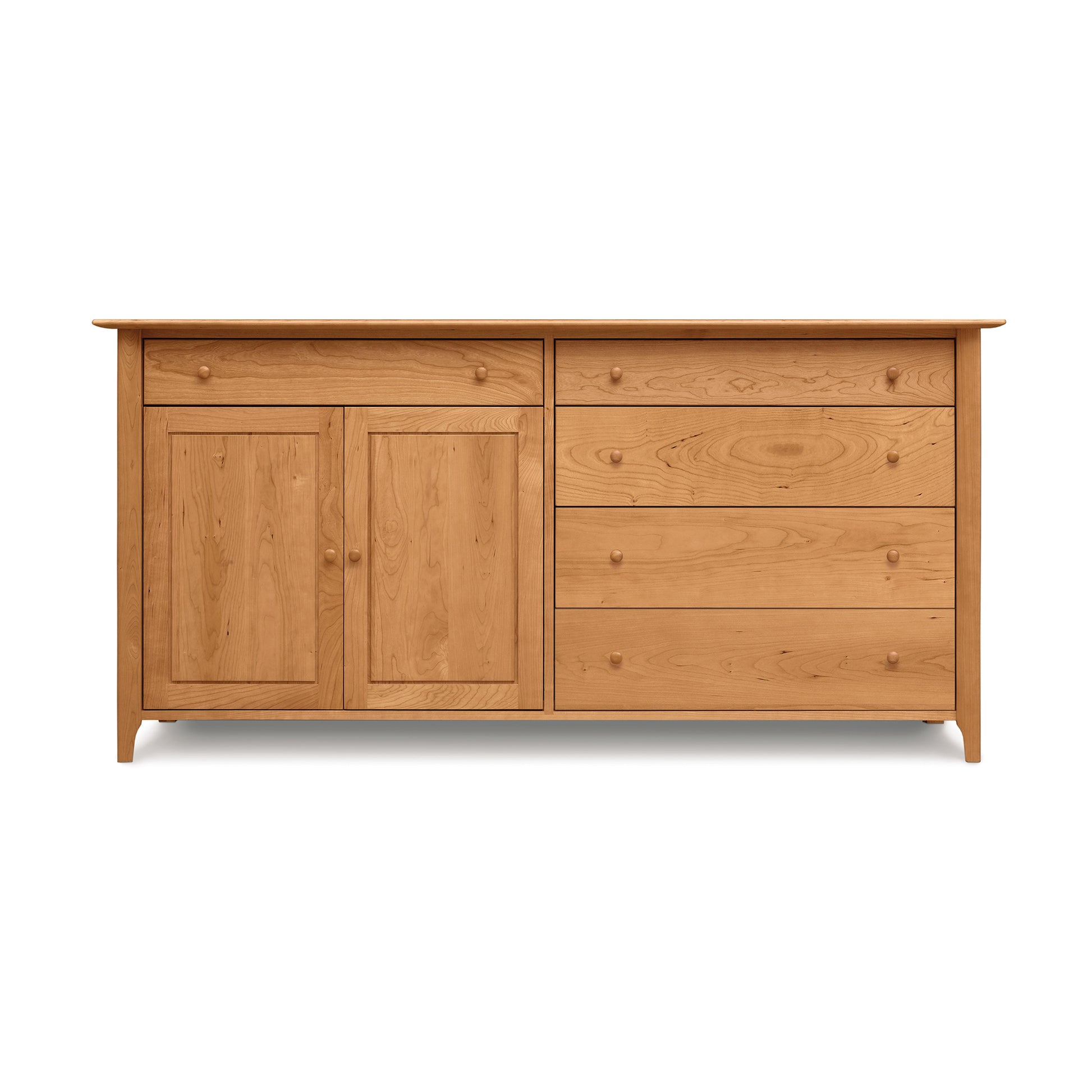 Sarah 2 Door, 5 Drawer Buffet by Copeland Furniture in solid wood, featuring spacious drawers and cabinets for elegant storage.