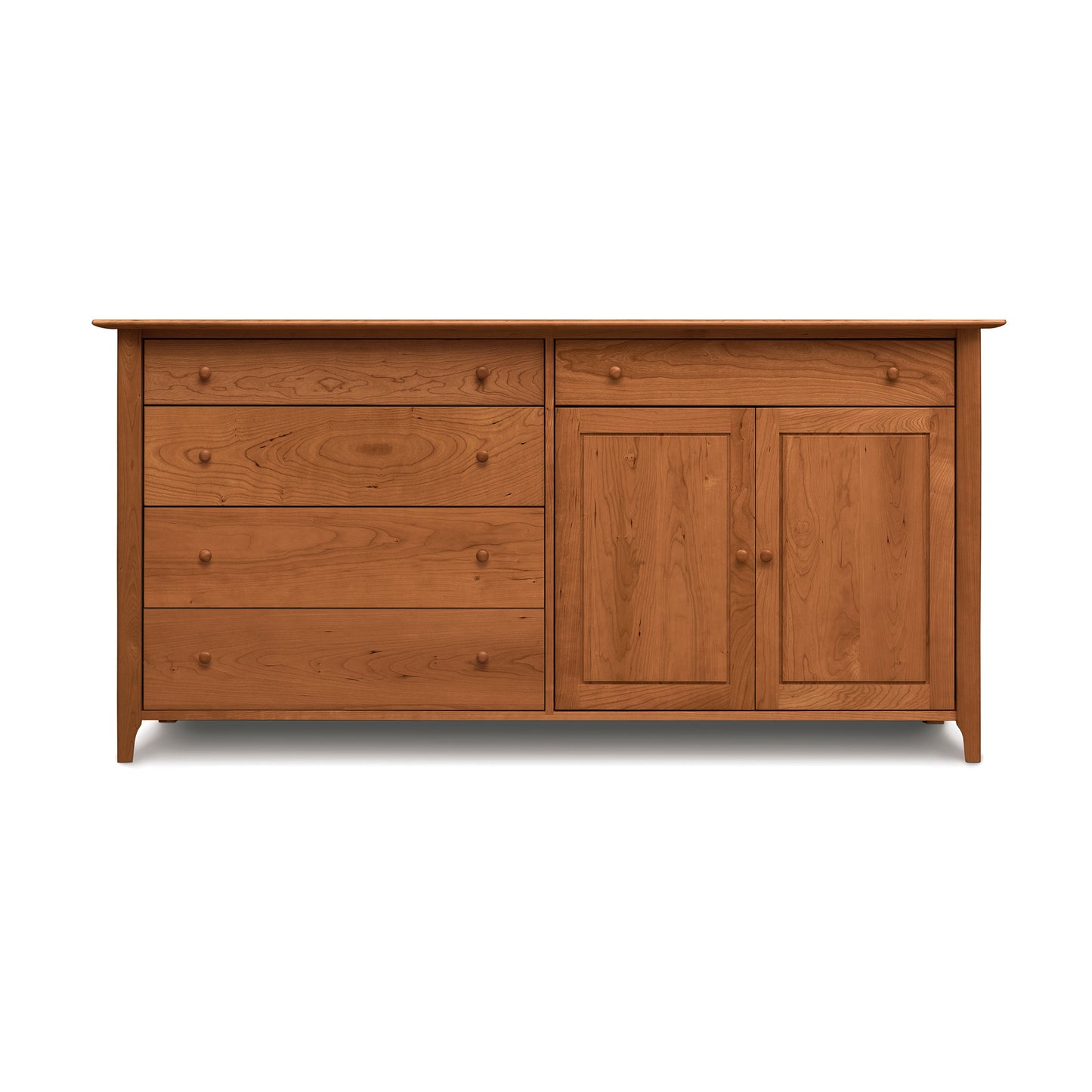 Copeland Furniture Sarah Buffet in Shaker style with two doors, five drawers, and round knobs, showcasing elegant craftsmanship and clean lines.