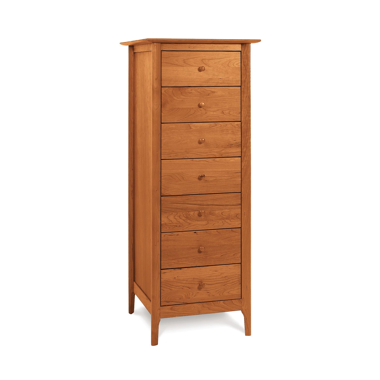 Copeland Furniture Sarah 7-Drawer Lingerie Chest in cherry wood with round knobs and light brown finish.