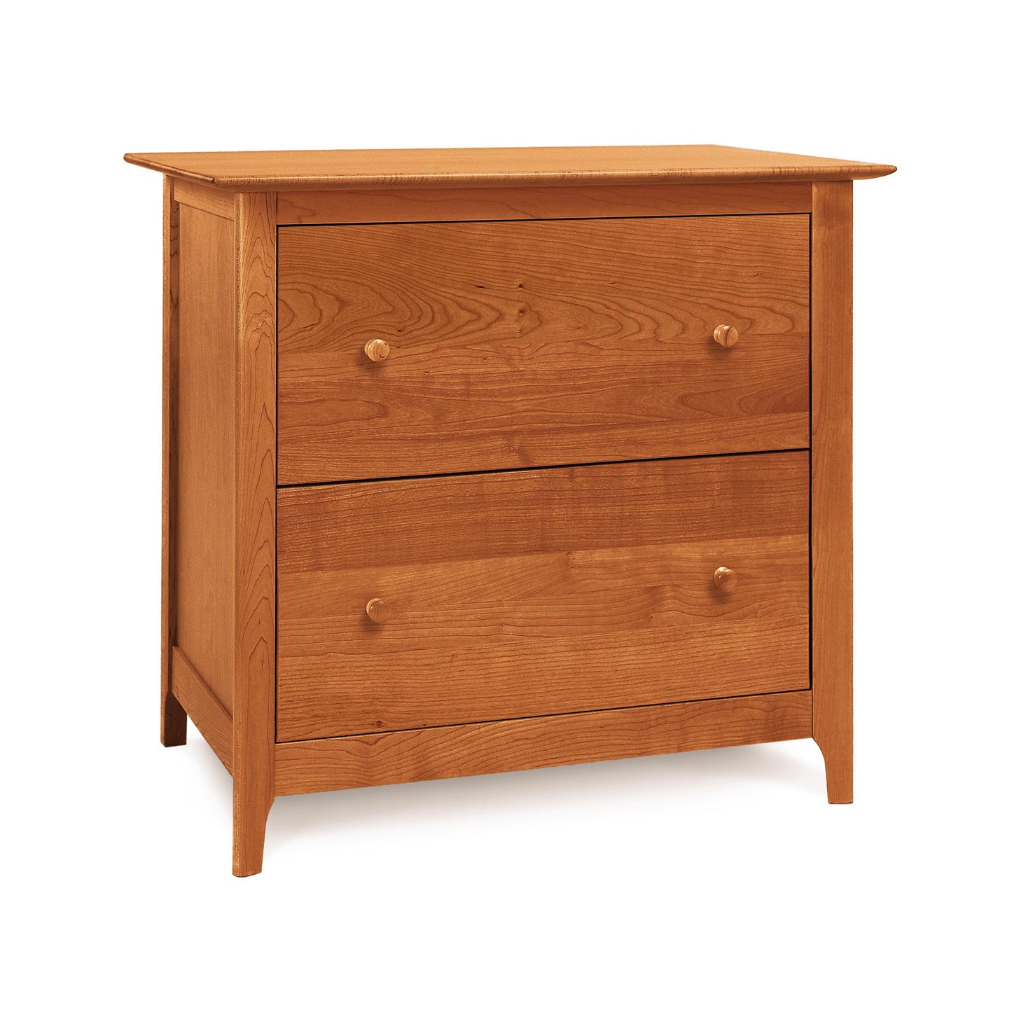 Sarah Lateral Filing Cabinet by Copeland Furniture, crafted from solid wood with sleek, modern lines and two spacious drawers.