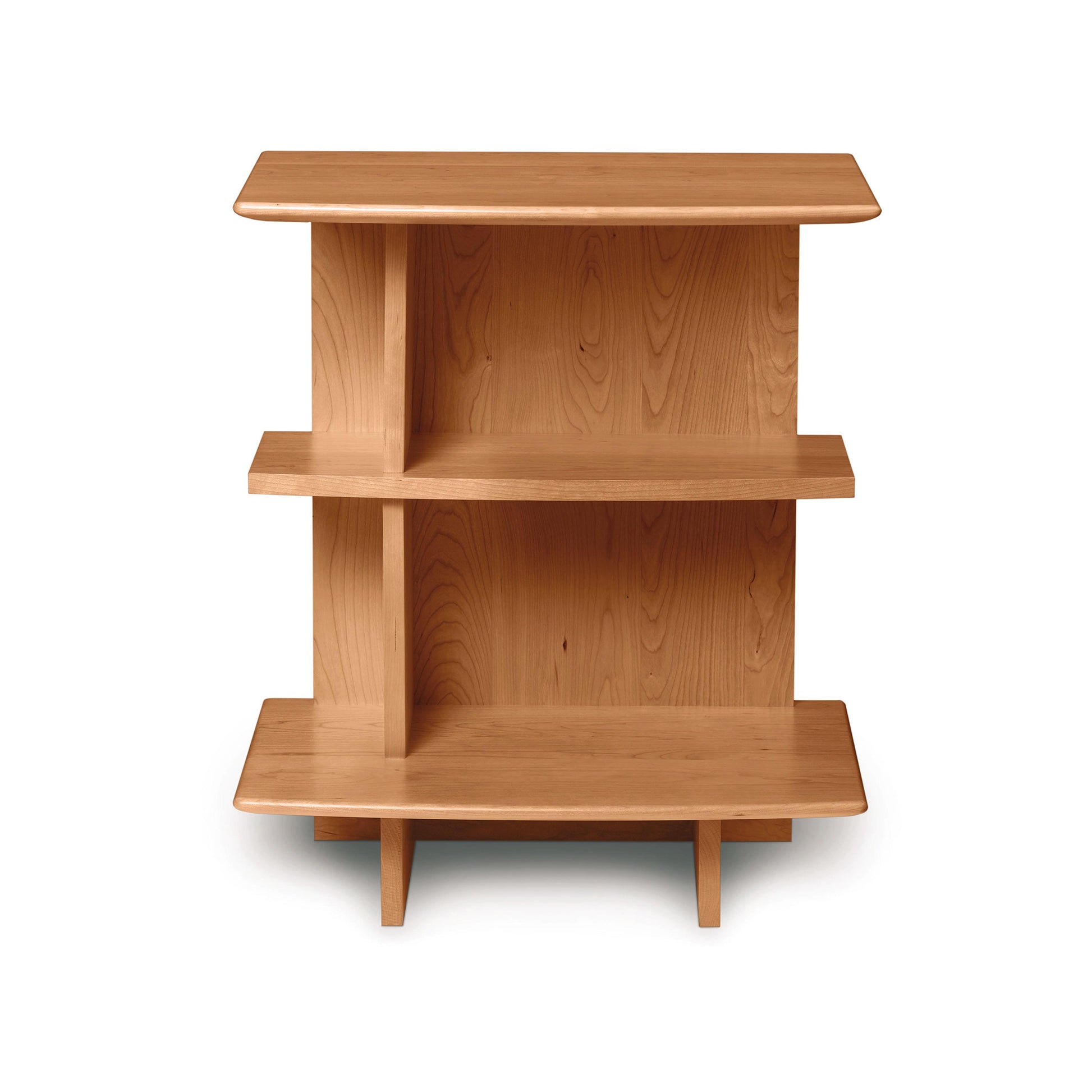 Sarah Open Shelf Nightstand by Copeland Furniture showcasing a sleek, wooden three-tier design.