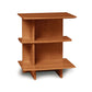A wooden three-tiered shelf from the Sarah Open Shelf Nightstand by Copeland Furniture on a white background.