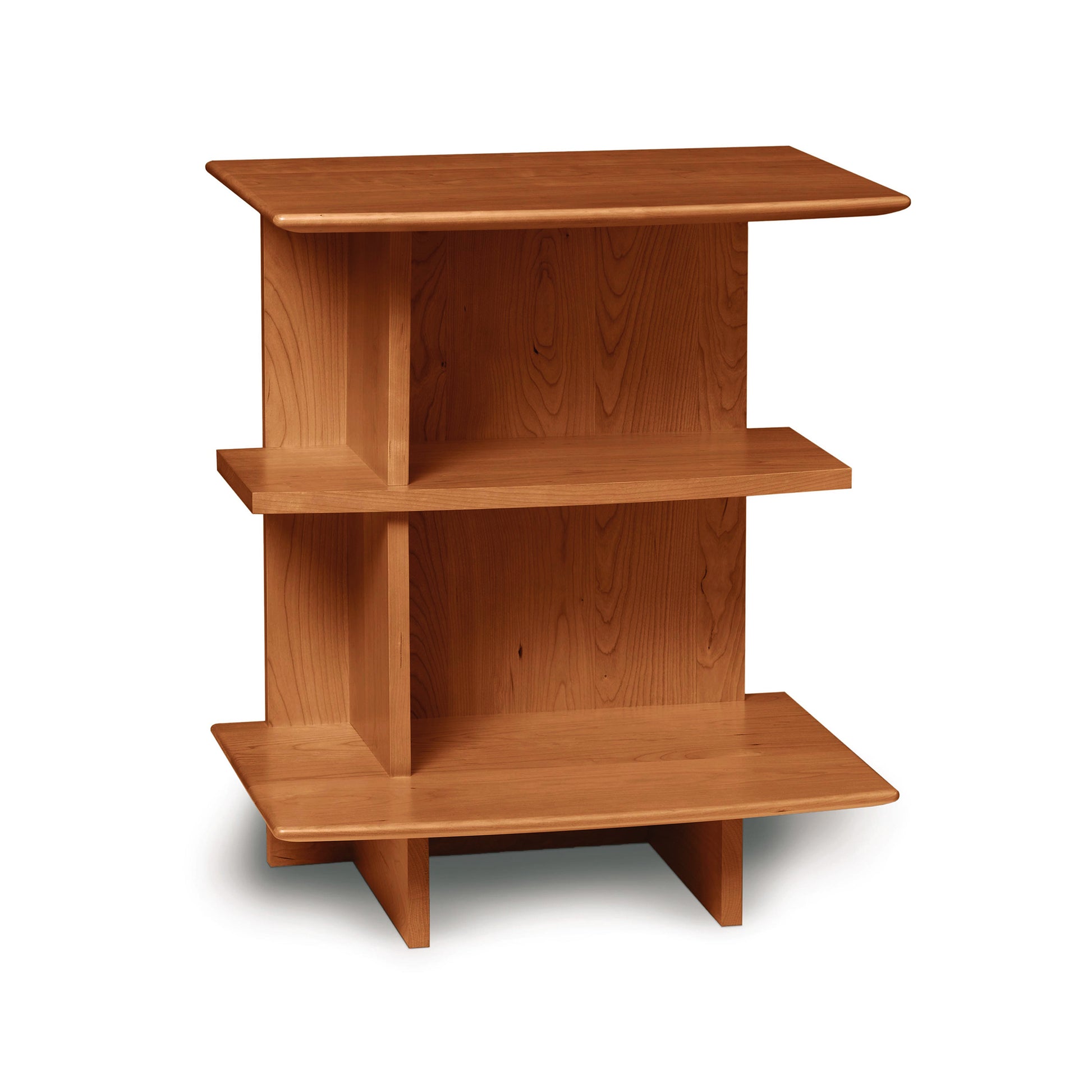 Sarah Open Shelf Nightstand by Copeland Furniture with three shelves, natural finish, and minimalist design in sustainable wood.