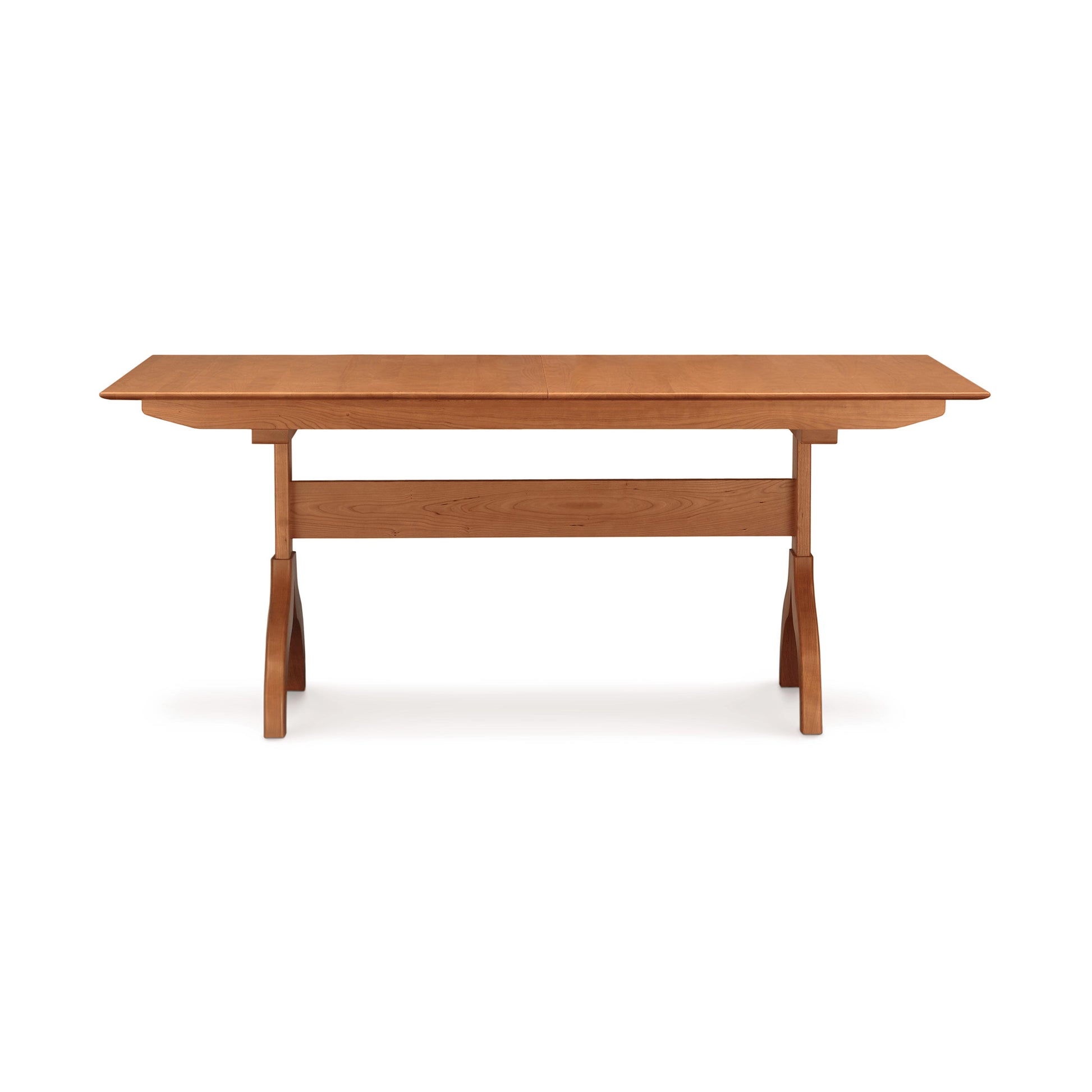 Copeland Furniture's Sarah Shaker Trestle Extension Table with drop-leaves on a white background.