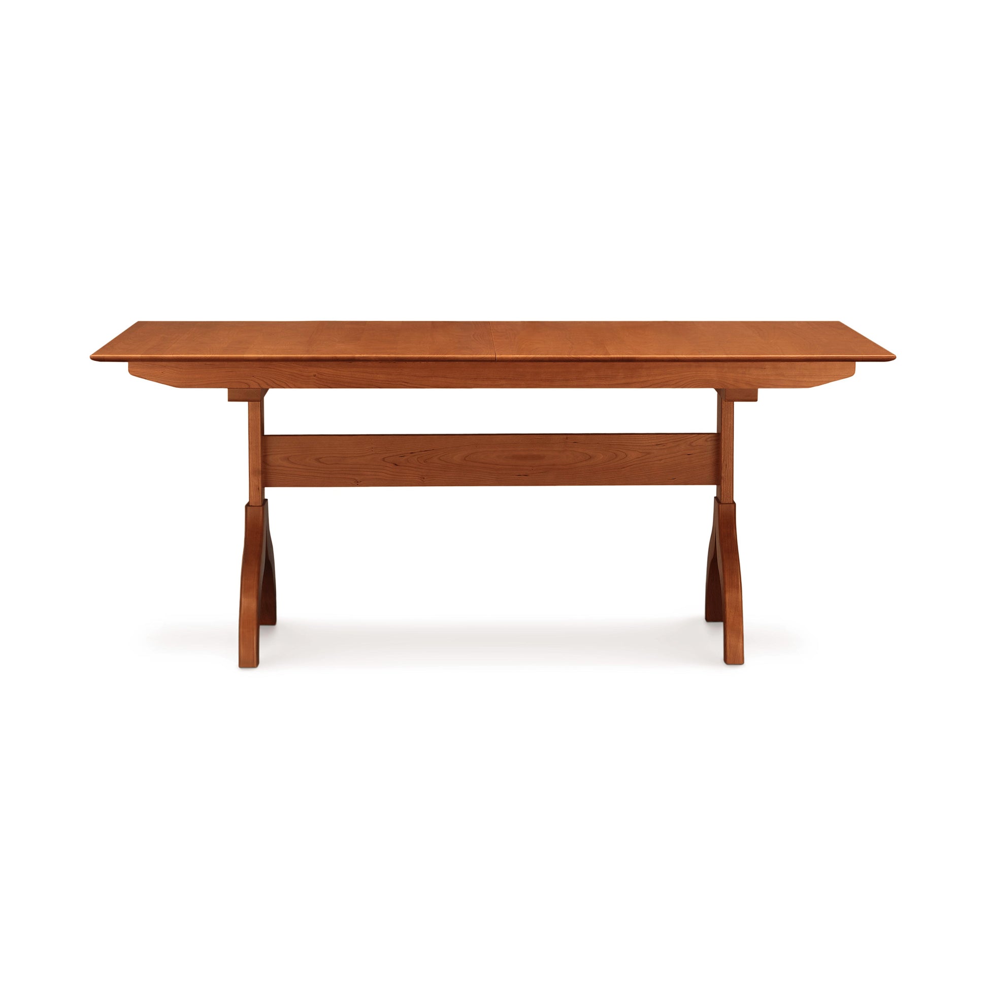 Sarah Shaker Trestle Extension Table by Copeland Furniture featuring a sleek, solid wood design and exquisite craftsmanship.