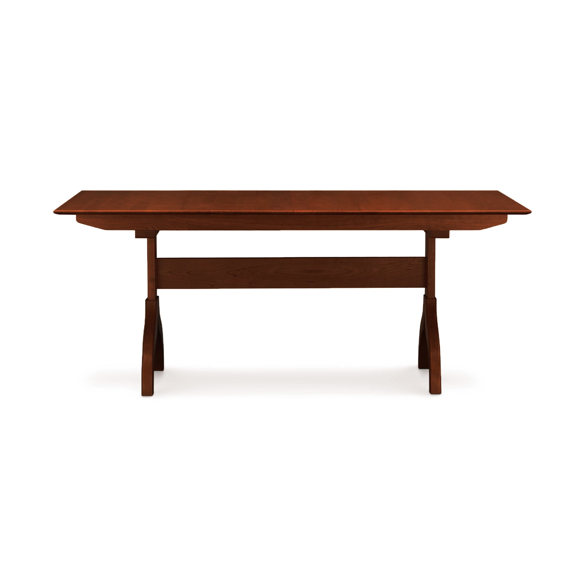 An extendable Sarah Shaker Trestle Extension Table from Copeland Furniture on a white background.