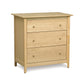 A Sarah 3-Drawer Chest by Copeland Furniture with round knobs, isolated on a white background.