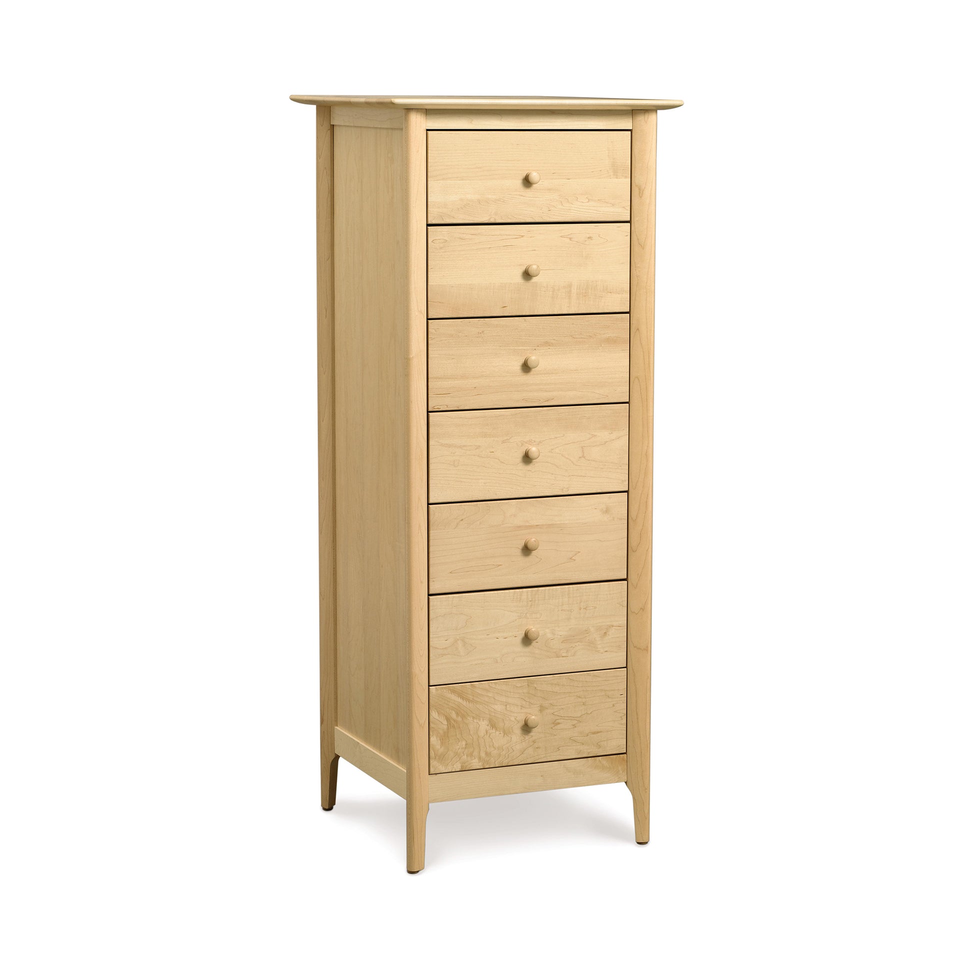 A tall, narrow Copeland Furniture Sarah 7-Drawer Lingerie Chest, isolated on a white background.