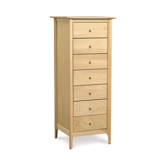 Sarah 7-Drawer Lingerie Chest by Copeland Furniture in light cherry wood with round knobs.