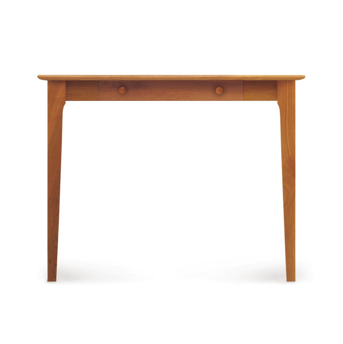 Copeland Furniture Sarah Secretary Desk with two compact drawers and four straight legs, crafted in solid wood and showcasing elegant, minimalist design.