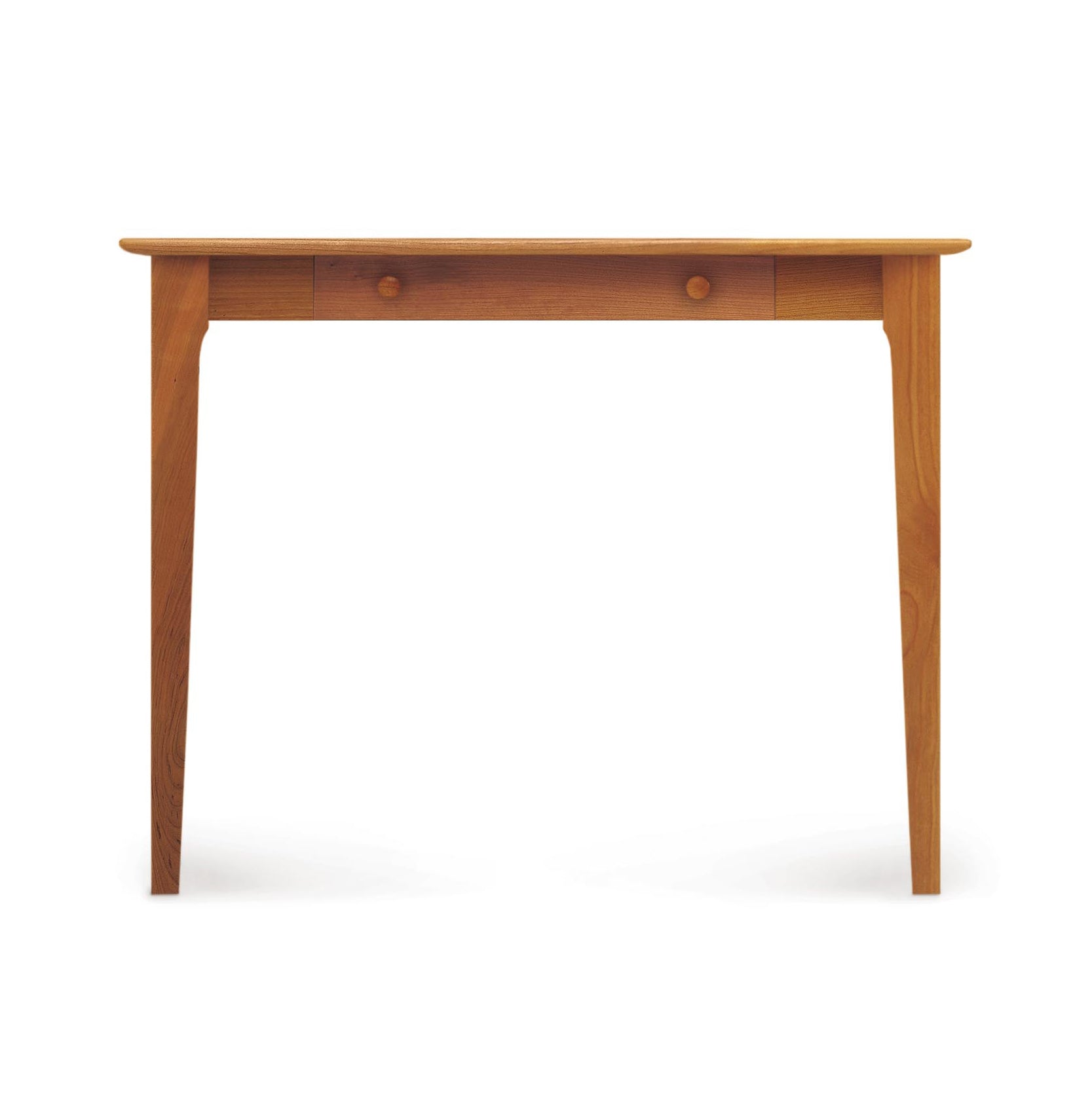 Copeland Furniture Sarah Secretary Desk with two compact drawers and four straight legs, crafted in solid wood and showcasing elegant, minimalist design.